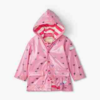 Scattered Hearts Raincoat, Size 8