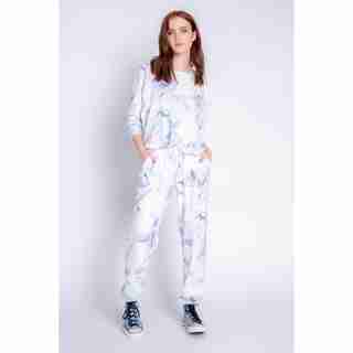MELTING CRAYONS TIE DYE BANDED PANT, SEA BLUE LARGE