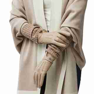CARMEL leather gloves with knit lining, Fawn Large