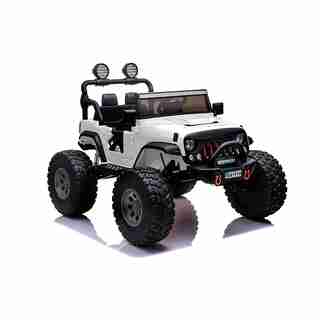 Ride on Jeep Car Truck 12V Electric Monster Jeep for Kids with 2 Seater, Full LED Lights, Parental Remote Control, MP3 Player, 3 Speeds, 2019 Version (WHITE)