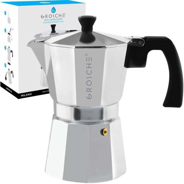 MILANO Stovetop 9 Cup Espresso Maker, Silver by Grosche Gifts www