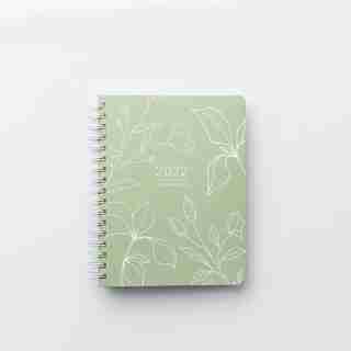 Hobbry August 2021 - December 2022 Large Spiral Sage Floral Planner