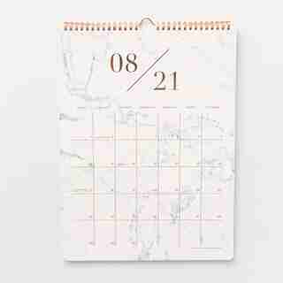 2021-2022 17 MOIS CALENDRIER À SPIRALE MARBRÉ OR ROSE