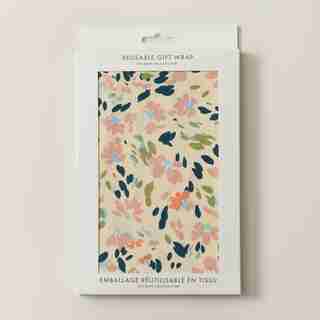 LARGE COTTON REUSABLE GIFT WRAP, FLORAL