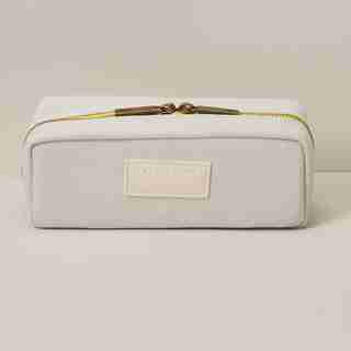 COMPARTMENT PENCIL POUCH, GREY/YELLOW
