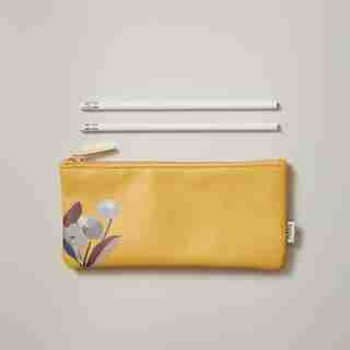 SMALL PENCIL POUCH, MUSTARD ANEMONE