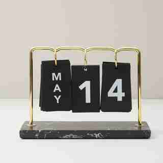 Perpetual Desk Calendar, Marble & Wood