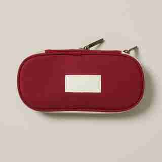 DOUBLE ZIP PENCIL CASE, BURGUNDY