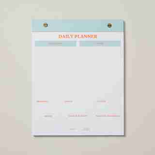 VERTICAL DAILY PLANNER PAD, LIGHT BLUE & ORANGE