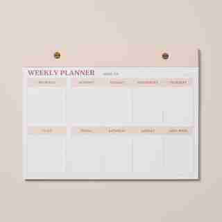 HORIZONTAL WEEKLY PLANNER, PINK & BURGUNDY