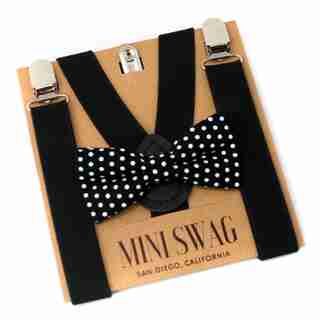 Mini Swag Black Dot Bow Tie & Suspenders, Baby