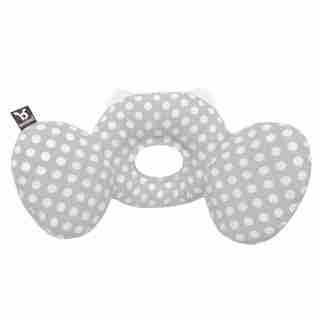 Baby Headrest Bear Hug, Grey and White Dots