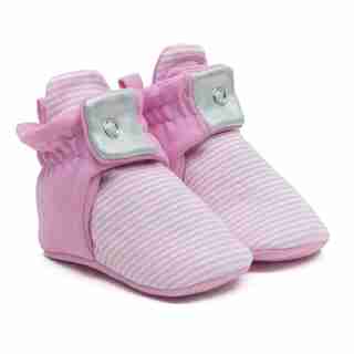 Snap Booties, Stripe Light Pink