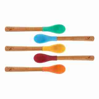 AVANCHY INFANT SPOONS, 5 PACK GREEN, BLUE, RED, YELLLOW, MAGENTA