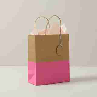 Sac-cadeau FSC moyen - Kraft/Fuschia