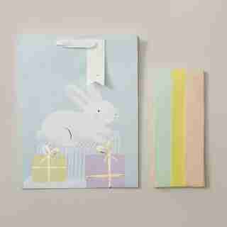 Ensemble de sac-cadeau et de papier de soie - Lapin - Paquet de 2