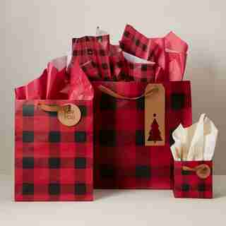GIFT BAG BUNDLE, BUFFALO PLAID SET OF 3