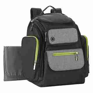 ADVENTURERS BACKPACK DIAPER BAG - GREY, NEON GREEN