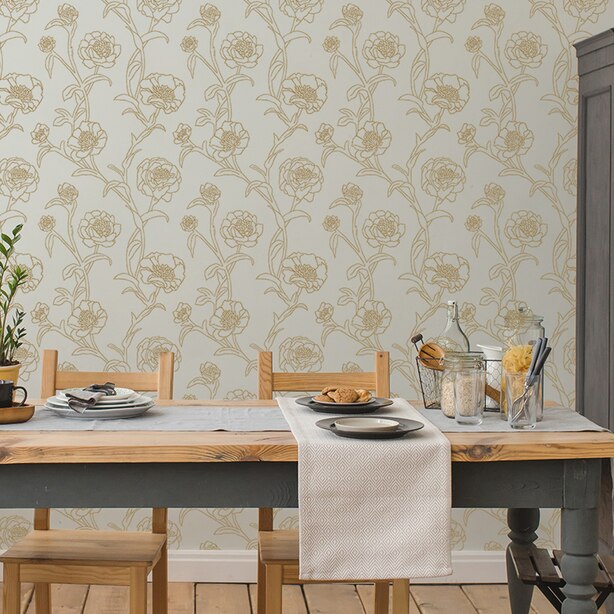 Peel & Stick Wallpaper, Peonies Gold Leaf by Turquoise Palace + Tempaper Gifts www.chapters