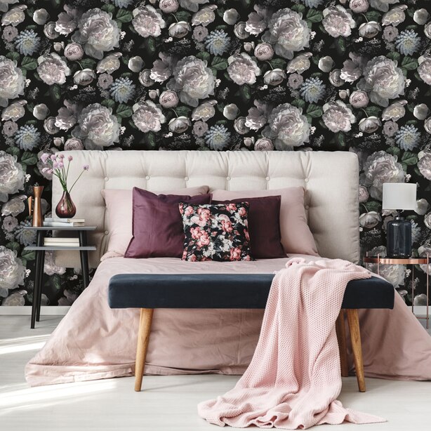 Peel & Stick Wallpaper, Moody Floral by Turquoise Palace + Tempaper