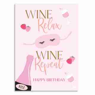 Birthday Card Rose Wine And Eyemask