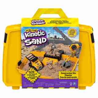 Kinetic Sand, Construction Site Folding Sandbox Playset with Vehicle and 2lbs Kinetic Sand, for Kids Aged 3 and up