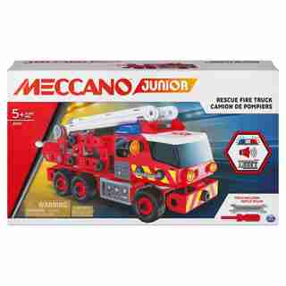 Meccano Junior, Kit de construction STEAM, Camion de pompiers avec effets sonores et lumineux, pour les enfants à partir de 5 ans