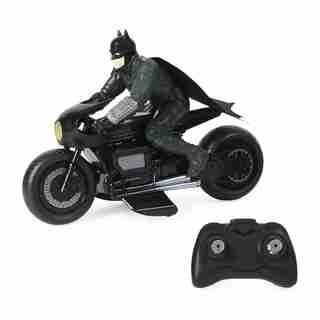 DC Comics, The Batman Batcycle RC with Batman Rider Action Figure, Official Batman Movie Styling, Kids Toys for Boys and Girls Ages 4 and Up