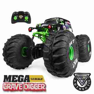 Monster Jam Official MEGA Grave Digger All-Terrain Remote Control Monster Truck with Lights 1:6 Scale