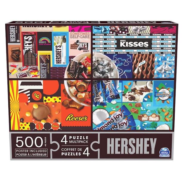Hershey's, 4 Puzzle Multipack, 500 Pieces Combine to Form Mega Puzzle Reese’s, Hershey’s Kisses