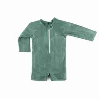 The "Onyx" Hand Brushed Sage Green UPF 50 Sunsuit 12M