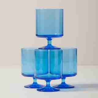 STACKING WINE GOBLETS BLUE SET OF 4