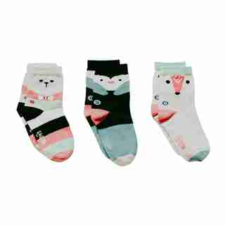 Q For Quinn Organic Socks 3 Pack - Artic Animals Baby Size 1-2 yrs