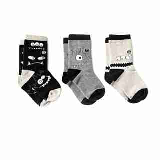 Q For Quinn Organic Socks 3 Pack - Monsters Baby Size 3-12 Months