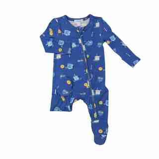 Zipper Footie Dreidel Blue 3-6M