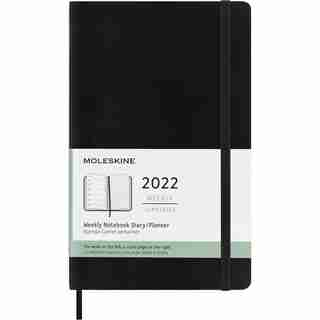 Classic 12 Month Planner, Weekly Notebook, Soft Cover, Large, Black