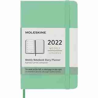 Classic 12 Month Planner, Weekly Notebook, Hard Cover, Pocket, Ice Green