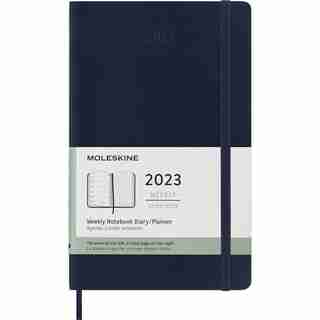 Moleskine 2023 Weekly Notebook Planner, 12M, Large, Sapphire Blue, Soft Cover (5 x 8.25