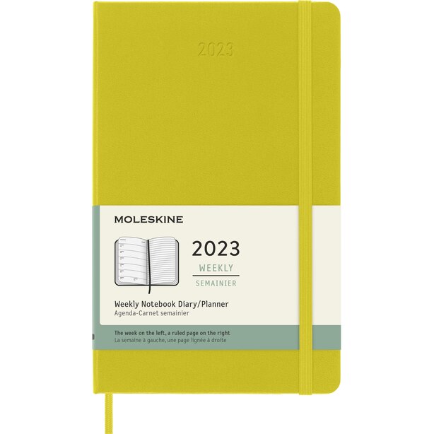 Moleskine 2023 weekly notebook planner 12m large hay yellow hard