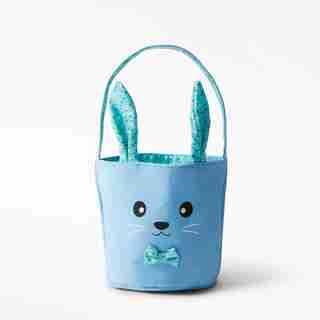 CANVAS EASTER BASKET, BLUE BUNNY
