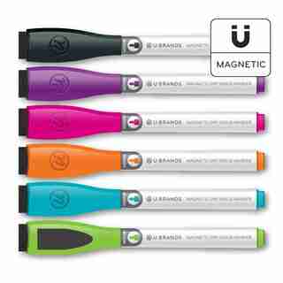 Set of 6 Dry Erase Markers, Assorted Colors