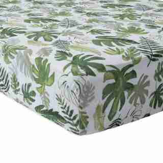 Petite Licorne Drap de lit en mousseline de coton - Feuille tropicale
