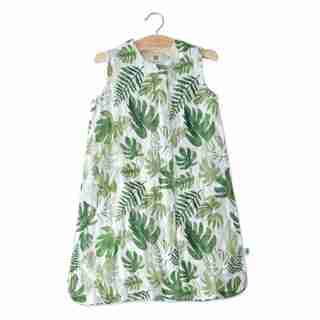 Little Unicorn Sleep Bag 100% Cotton Muslin 1.1 TOG Tropical Leaf Large 12 to 18 Months