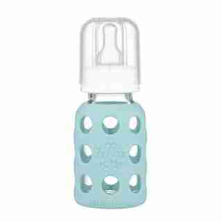 Lifefactory Glass Baby Bottle with Protective Silicone Sleeve Mint 4 OZ