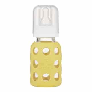 Lifefactory Glass Baby Bottle with Protective Silicone Sleeve Banana 4 OZ