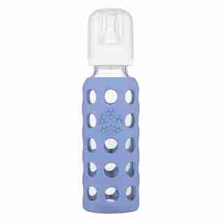 Lifefactory Glass Baby Bottle with Protective Silicone Sleeve Blueberry 9 OZ 3 to 6 Months