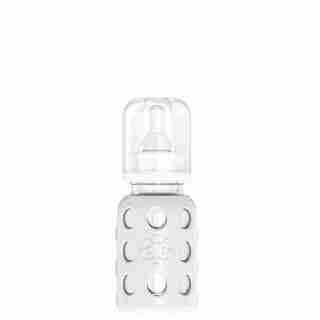 4 OZ Glass Baby Bottle with Protective Sleeve, Cool Grey