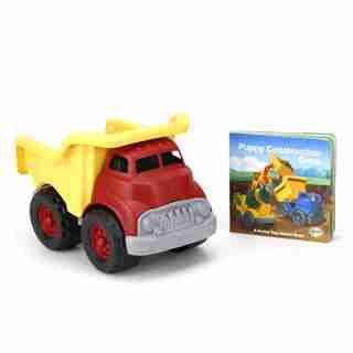 Camion à benne basculante Green Toys et le livre de bord de l'équipe de construction canin