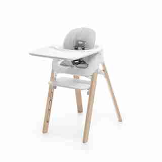 Chaise haute Stokke Steps Complete Coussin gris naturel/blanc