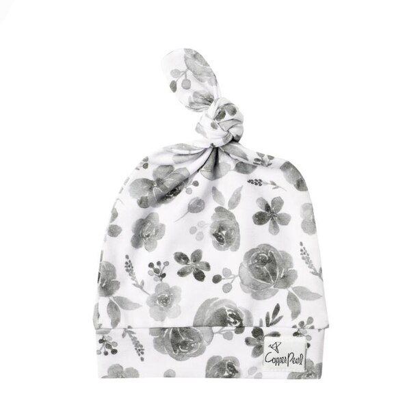 Copper Pearl Adjustable Top Knot Hat Stretchy Fabric Rowan Newborn to 4